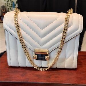 Michael Kors Cream Quilted Chain Shoulder Bag with Gold Hardware